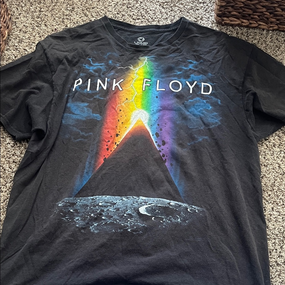 Liquid Blue Pink Floyd Prism Black T-Shirt